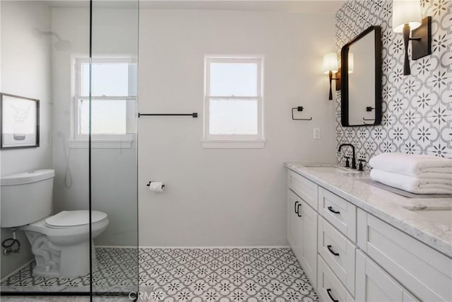 4368 Adams Ave, San Diego, CA 92116 - bathroom featuring double vanity, a shower, and decorative backsplash