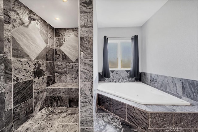 39878 Teal Dr, Murrieta, CA 92562 - bathroom featuring a bath and tiled shower