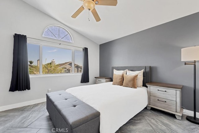 39878 Teal Dr, Murrieta, CA 92562 - bedroom featuring vaulted ceiling, baseboards, and a ceiling fan