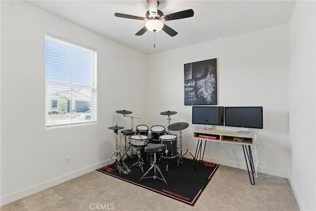 playroom with plenty of natural light, carpet flooring, and baseboards