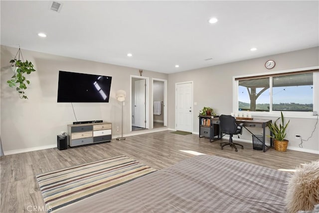 31725 Rancho Amigos Rd, Bonsall, CA 92003 - living area featuring visible vents, recessed lighting, baseboards, and wood finished floors