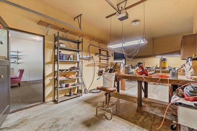 basement with a garage