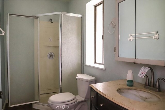 32157 Navajo Ct, Coarsegold, CA 93614 - bathroom with toilet, a shower stall, and vanity