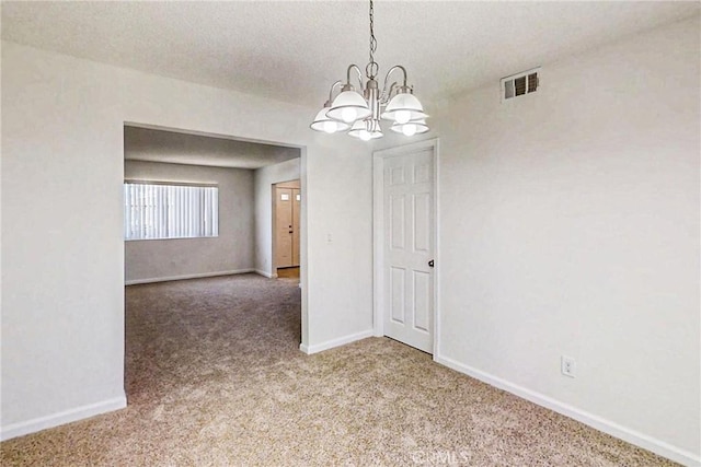 830 E Darlan St, Compton, CA 90220 - spare room featuring baseboards, an inviting chandelier, visible vents, and carpet