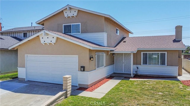 830 E Darlan St, Compton, CA 90220 - view of front of house featuring driveway, a front yard, stucco siding, and roof with shingles