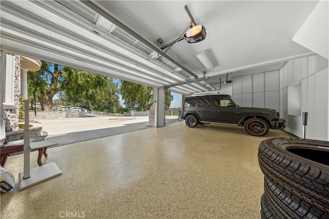 garage with a garage door opener