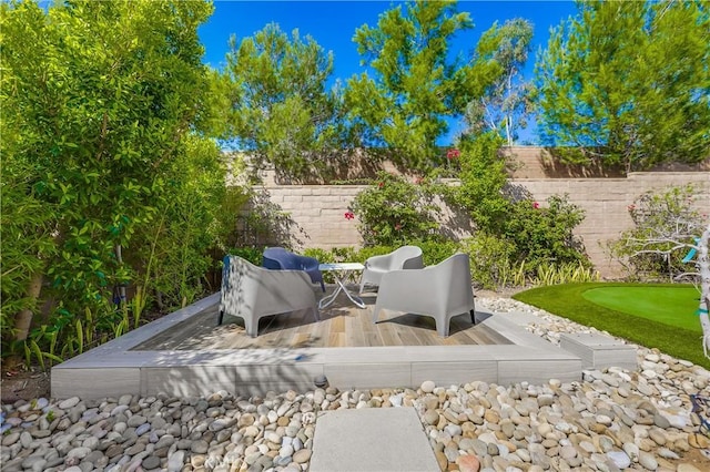 54 Rim Crst, Irvine, CA 92602 - view of patio / terrace featuring a fenced backyard and a wooden deck