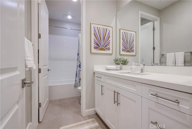 54 Rim Crst, Irvine, CA 92602 - full bathroom with vanity, baseboards, tile patterned floors, shower / bath combination with curtain, and toilet
