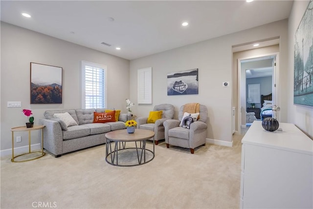 54 Rim Crst, Irvine, CA 92602 - living area with light carpet, recessed lighting, and baseboards