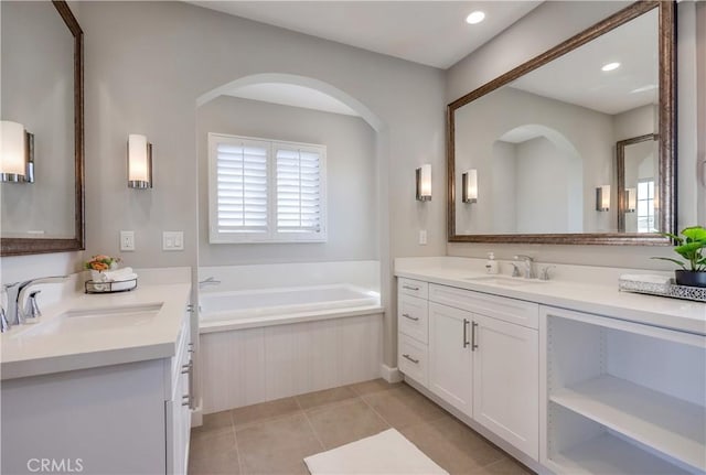 54 Rim Crst, Irvine, CA 92602 - bathroom featuring two vanities, a sink, and tile patterned flooring