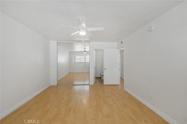 5055 Coldwater Canyon Ave Unit 105, Sherman Oaks, CA 91423 - empty room with a ceiling fan, light wood finished floors, baseboards, and a smoke detector
