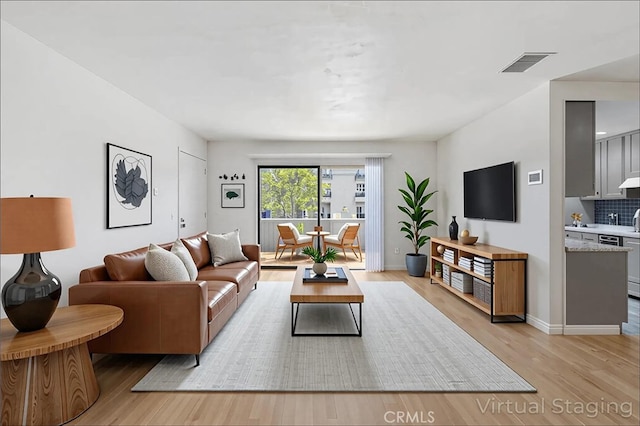 5055 Coldwater Canyon Ave Unit 105, Sherman Oaks, CA 91423 - living room with light wood-style floors and baseboards