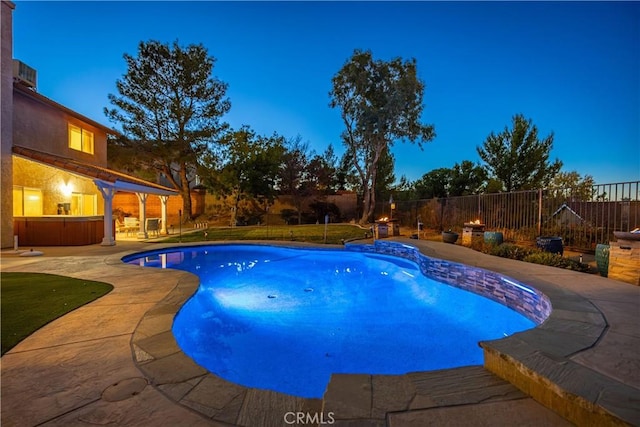view of pool featuring a fenced in pool, a patio area, and a fenced backyard
