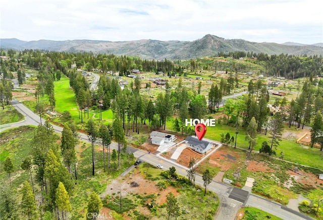 drone / aerial view with a mountain view
