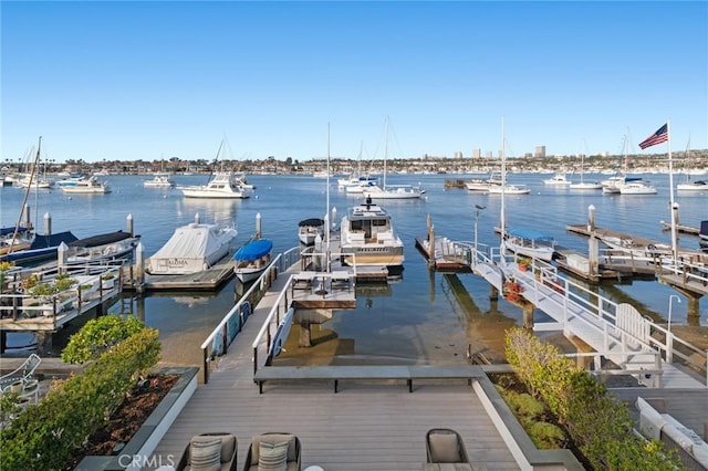 dock area featuring a water view
