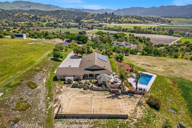 aerial view with a mountain view