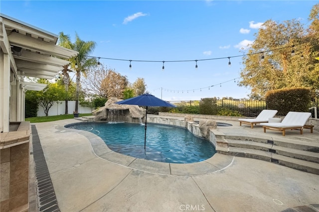 42984 Calle Reva, Temecula, CA 92592 - view of swimming pool with a fenced backyard, a fenced in pool, and a patio