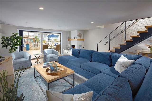 3601 Finley Ave, Newport Beach, CA 92663 - living area featuring recessed lighting and stairway