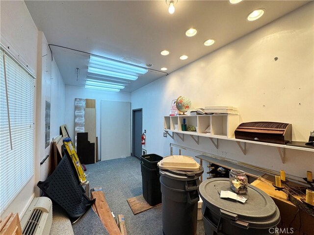 24250 Pacific Heights Dr, Westport, CA 95488 - miscellaneous room with recessed lighting, a wall unit AC, and carpet floors