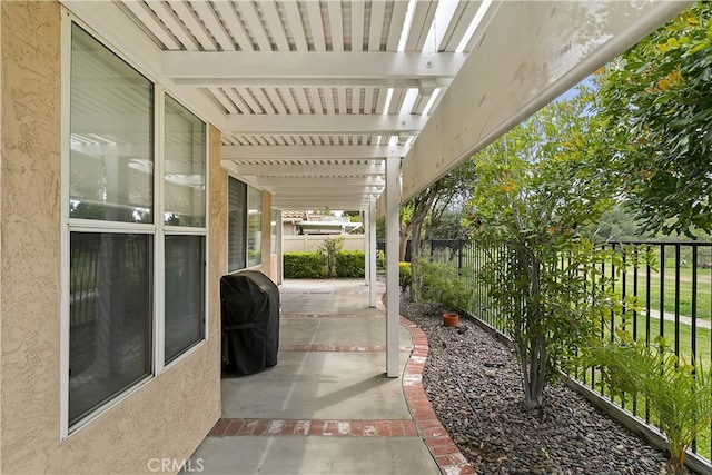 view of patio / terrace featuring area for grilling and a fenced backyard