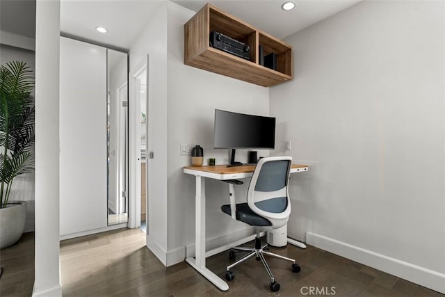 5545 Whitsett Ave Unit 1, Valley Village, CA 91607 - office featuring recessed lighting, baseboards, and wood finished floors
