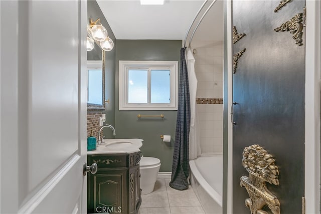 14844 Lull St, Van Nuys, CA 91405 - bathroom featuring vanity, tile patterned floors, and shower / bathtub combination with curtain