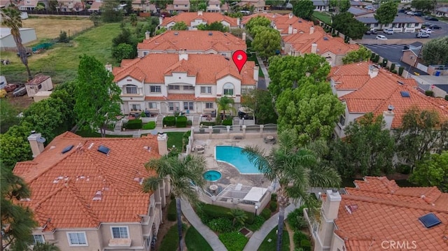 9876 Arrow Unit 1, Rancho Cucamonga, CA 91730 - aerial view of residential area with a pool area