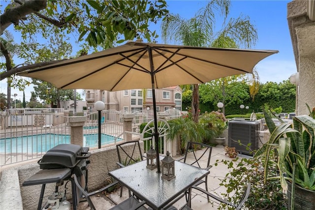 9876 Arrow Unit 1, Rancho Cucamonga, CA 91730 - view of pool with central AC unit, a patio area, and grilling area