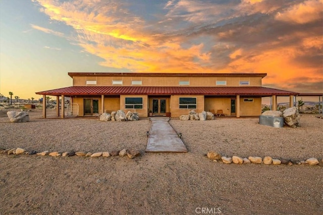 53105 Chia Trl, Pioneertown, CA 92268 - back of house with metal roof and stucco siding