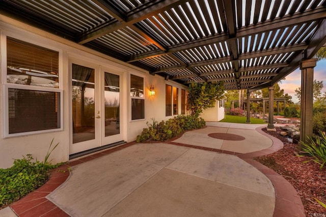4033 Keri Way, Fallbrook, CA 92028 - patio terrace at dusk featuring french doors and a pergola