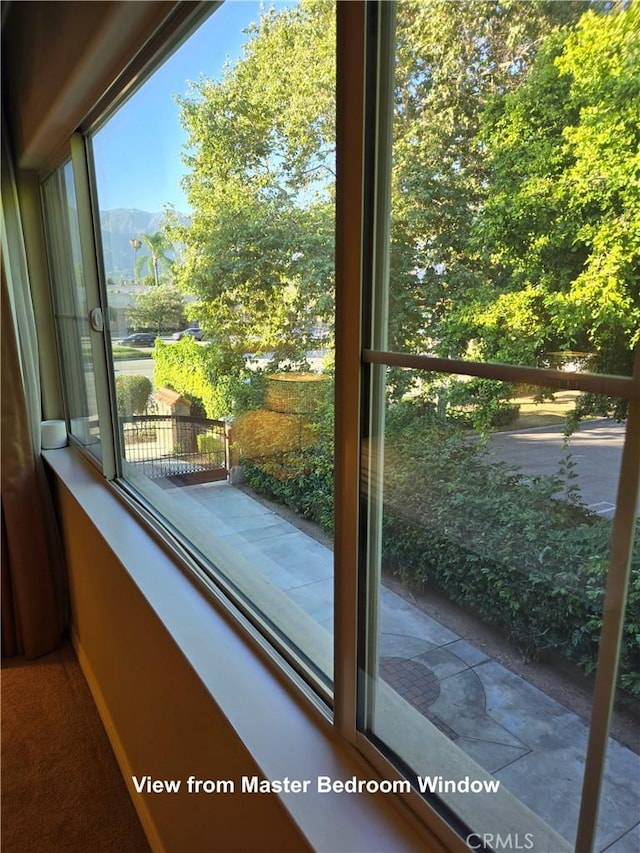 doorway featuring a mountain view