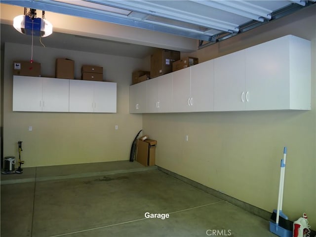 garage with a garage door opener