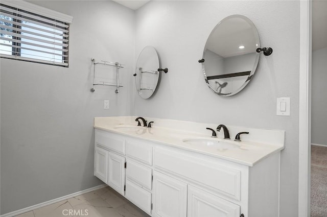 41564 Big Sage Ct, Temecula, CA 92591 - full bath with baseboards, marble finish flooring, and double vanity