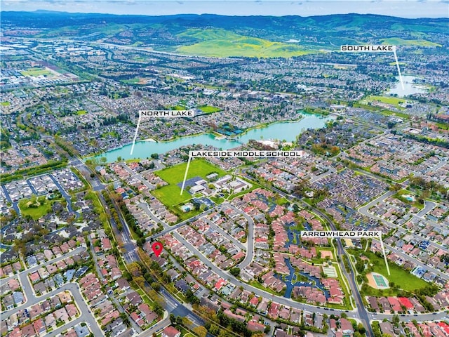 49 W Yale Loop Unit 26, Irvine, CA 92604 - aerial view of property and surrounding area featuring a water and mountain view