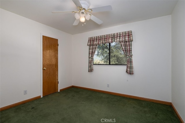 50566 Critter Creek Ln, Oakhurst, CA 93644 - spare room with carpet, baseboards, and a ceiling fan