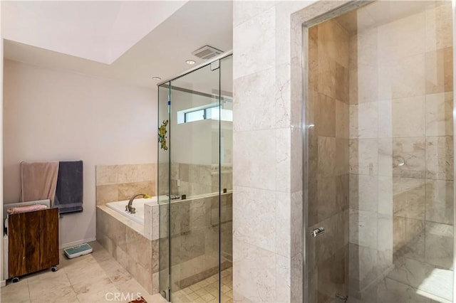 10 Mela Ln, Rancho Palos Verdes, CA 90275 - bathroom with a garden tub, visible vents, and a stall shower