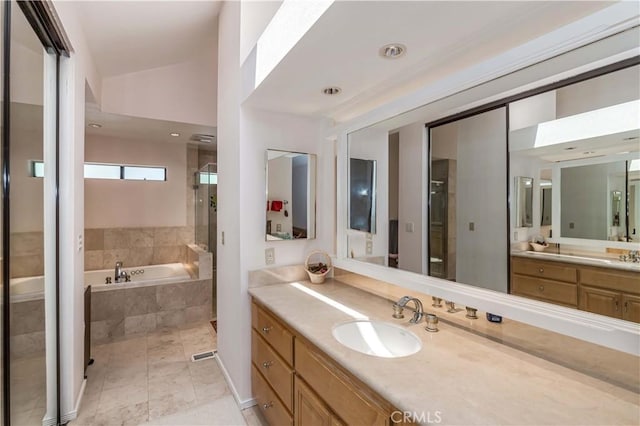 10 Mela Ln, Rancho Palos Verdes, CA 90275 - bathroom featuring a bath, vanity, and a stall shower