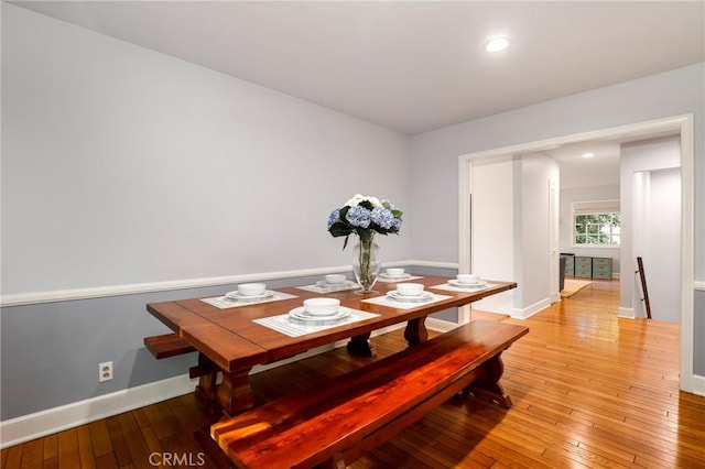 335 Sycamore Gln, Pasadena, CA 91105 - dining room with baseboards, light wood-style floors, and recessed lighting