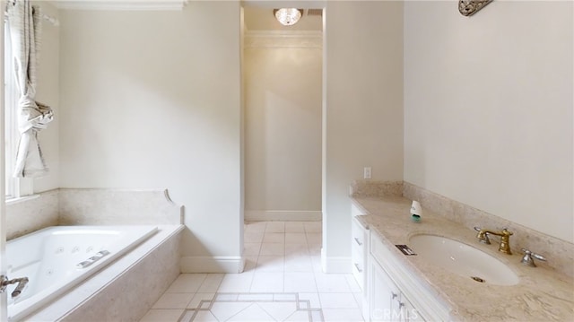 271 W Le Roy Ave, Arcadia, CA 91007 - bathroom featuring tile patterned flooring, a whirlpool tub, vanity, and baseboards