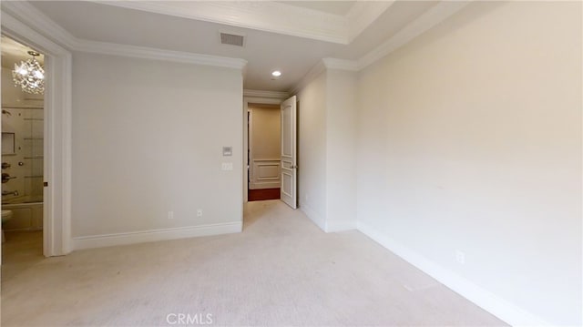 271 W Le Roy Ave, Arcadia, CA 91007 - empty room with ornamental molding, light colored carpet, baseboards, and recessed lighting