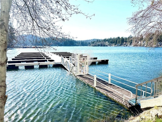 view of dock featuring a water view