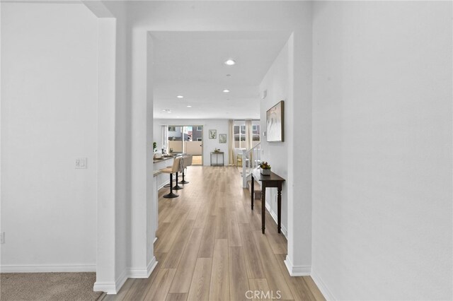 29553 Tulipwood St, Menifee, CA 92584 - corridor featuring light wood-type flooring, recessed lighting, and baseboards
