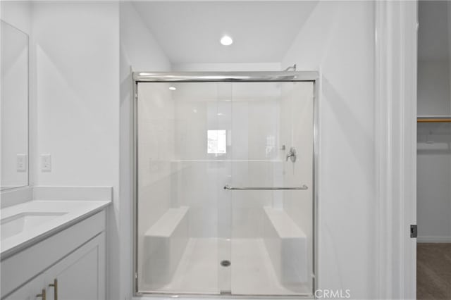 29553 Tulipwood St, Menifee, CA 92584 - full bath with recessed lighting, a stall shower, and vanity