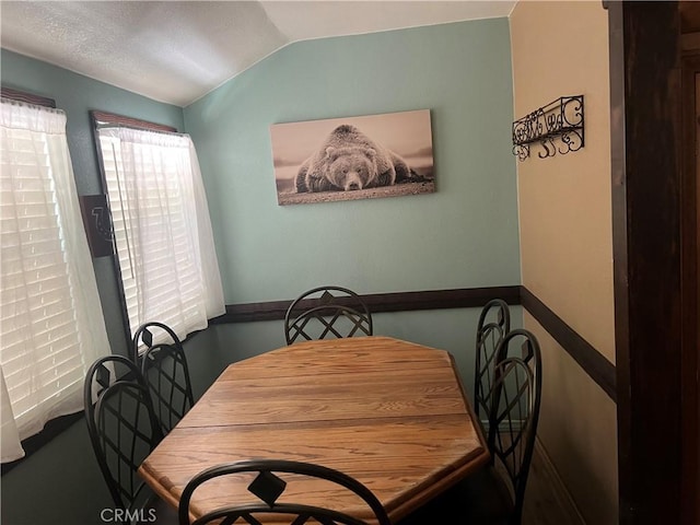 31671 Silver Spruce Dr, Running Springs, CA 92382 - dining room featuring lofted ceiling