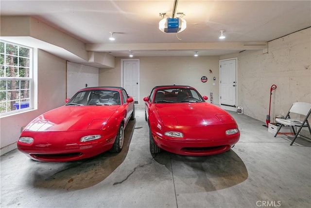 garage with a garage door opener