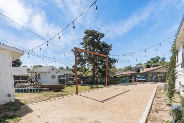 view of yard with a fenced backyard and a patio area