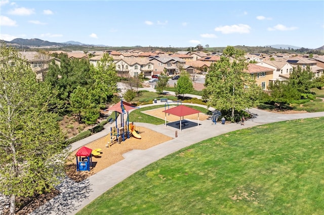 bird's eye view with a residential view