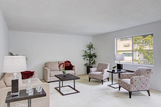 2399 Via Mariposa W Unit 2E, Laguna Woods, CA 92637 - living room featuring a textured ceiling and carpet floors