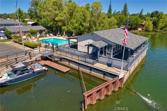 view of dock featuring a water view