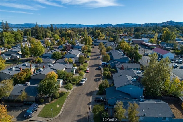 drone / aerial view with a mountain view and a residential view